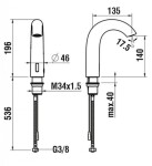 Laufen - Curvetronic Elektronická umyvadlová baterie, bez směšovače, síťové napájení, kartáčovaná ocel HF707154423000