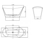 MEXEN/S - Dora volně stojící vana 150 x 75, bílá/černá, sifon a přepad bílá 52071507575-20
