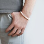 Pánský perlový náramek Marcello - sladkovodní perla, stříbro 925/1000, Stříbrná 20 cm Bílá