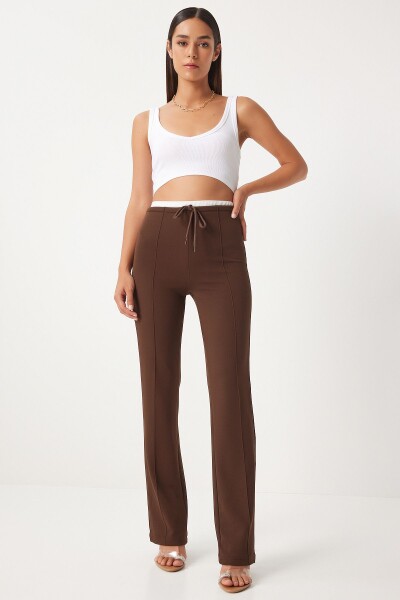 Happiness İstanbul Woman's Brown Detailed Knitted Trousers