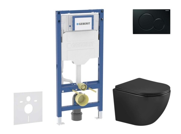 GEBERIT - Duofix Set předstěnové instalace, klozetu Oudee a sedátka softclose, tlačítko Sigma01, černá SANI11CA5508