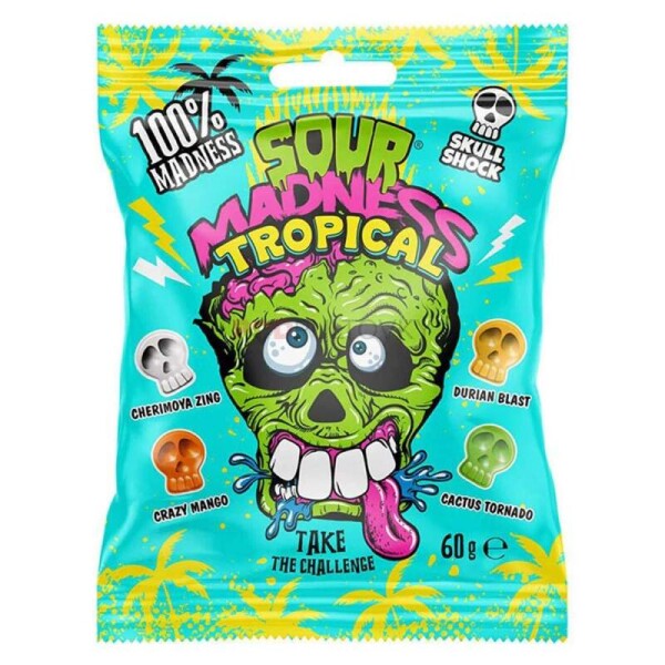 Argo Sour Madness Tropical extra kyselé bonbóny 60g (Lebky)