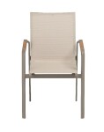 KETTLER DIAMOND stohovatelné, hliníkové křeslo s teakovými područkami - taupe / béžová