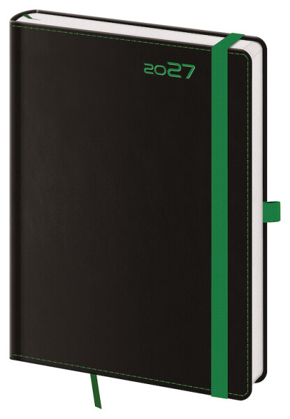 Týdenní diář 2027 Helma A5 Black Green s poutkem