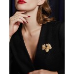 Luxusní brož s champagne krystaly Alessandra, Zlatá