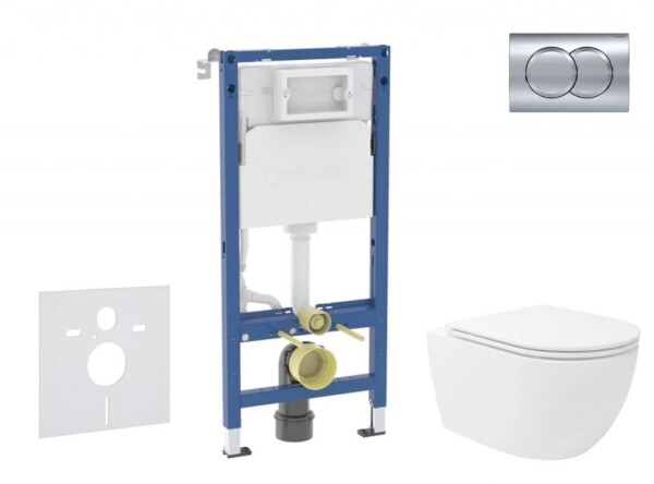 GEBERIT - Duofix Set předstěnové instalace, klozetu Oudee Vortex a sedátka softclose, tlačítko Delta01, lesklý chrom SANI11CA1156B