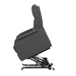 Křeslo polohovací, eletrické, šedá látka.