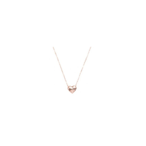 GUESS náhrdelník Rose Gold-Tone Dainty Heart Charm Necklace Růžovozlatá