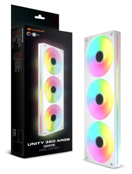COUGAR Unity360-FB bílá / PC ventilátor / 360 mm / 3 ks / ARGB / PWM / 78,2 CFM (CF-UN360FW-RGB)