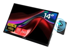 14" Verbatim LIGHT černá / Přenosný dotykový monitor / IPS / FHD 1920x1080 / 5000mAh / 2x USB-C+HDMI / repro (32088)