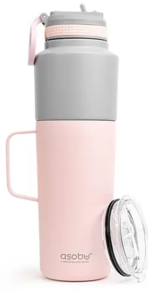 Asobu Twin Pack Bottle with Mug Pink 0.9 L + 0.6 L / Termoláhev + hrnek / nerezová ocel (TWP33 PINK)