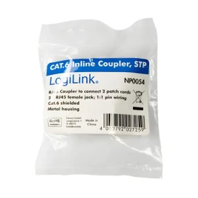 LogiLink Spojka patch kabelů šedá / Spojka / Cat6 STP / RJ-45 / kovové pouzdro (NP0054)