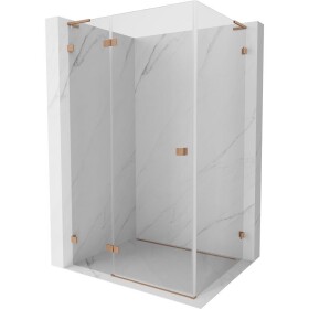 MEXEN/S - Lunar L sprchový kout dveře křídlové levá 80 x 90, transparent, měď kartáčovaná 834L-080-090-65-00-L