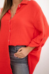 Bavlněná mušelínová košile Plus Size červený UNI