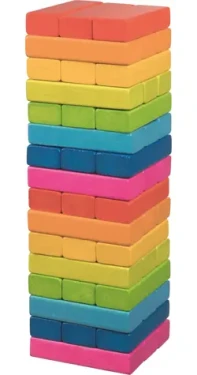 GOKI Balanční hra dřevěná věž Jenga duhová