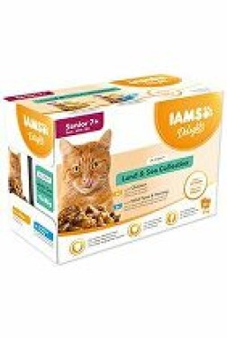Iams Cat Senior Delights kapsa Land&Sea in gravy12x85g