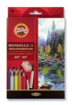 Akvarelové pastelky Koh-i-Noor MONDELUZ 3711 sada 24 barev štětec ořezávátko