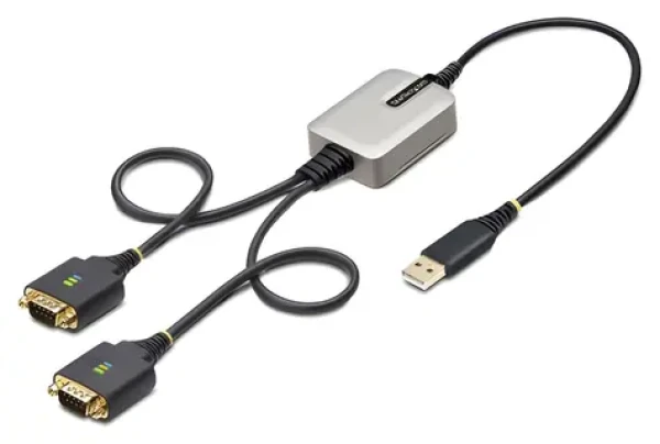 StarTech Redukce USB-A na 2x DB9 RS232 černá / Redukce / FTDI FT2232H / 0,6 m (2P1FFC-USB-SERIAL)