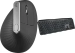 Logitech MX Vertical + MX Keys S grafitová / Sada myš a klávesnice / bezdrátová / ergonomická vertikální / 4000 DPI
