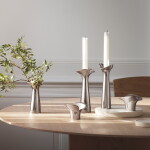 Georg Jensen Svícen na čajovou svíčku Bloom Botanica – set 2 ks, stříbrná barva, kov