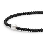 Korálkový náramek s perlou Paola - stříbro 925/1000, černý spinel, 17,5 cm + 3 cm (prodloužení) Bílá
