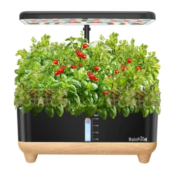 RainPoint Z238 dřevěná základna / Hydroponická pěstební sada / 13 košíků / 5 l nádrž / LED osvětlení (Z238 (Wooden Base))