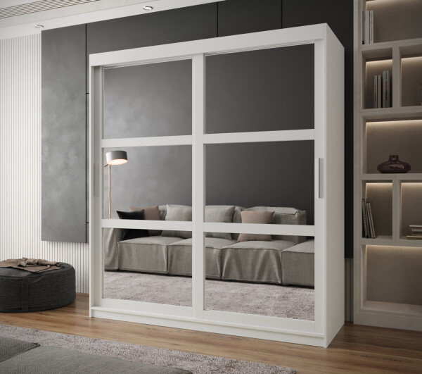 Šatní skříň Abi Miror Barva korpusu: Bílá, Rozměry: 180 cm, Dveře: Bílá