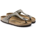 Grey-beige dámské žabky Birkenstock Gizeh Birko-Flor Nubuck Stone regular width (43391) dámské 41