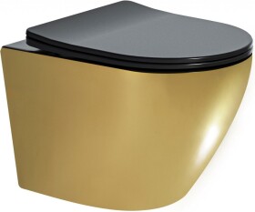 MEXEN - Lena Závěsná WC mísa včetně sedátka s slow-slim, duroplast, černá/zlatá 30224076