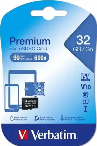 VERBATIM 32 GB microSDHC / Class 10 / UHS-I / R: 90 MBps / W: 10 MBps (44013)