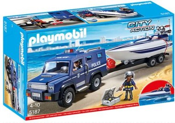 Playmobil City Action 5187 Policejní vůz s motorovým člunem / od 4 let (5187-PL)