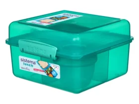 Sistema Lunch Tříkomorová krabička s nádobou na jogurt s dvojitým víčkem 2 l mátová (8592001419544)