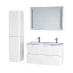 Mereo Siena, koupelnová skříňka s umyvadlem z litého mramoru 101 cm, bílá lesk CN412M2