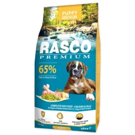 Rasco Premium Puppy Medium kuře s rýží 15kg / Granule pro štěňata (1704-10027)