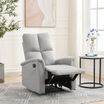 Relaxační křeslo, manuální ovládání, světle šedá látka