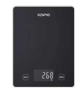 Renpho Calibra černá / Digitální kuchyňská váha / max. 10 kg / skleněný povrch / dotykové ovládání (PEU-R-T001-BK)