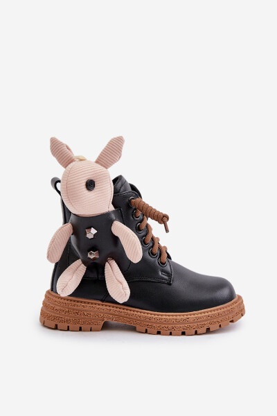 Kožené Zateplené Dětské Boty Na Zip S Medvídkem Černé Vinceza 36261 27