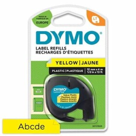Dymo originální páska do tiskárny štítků 12mm x / černý tisk / žlutý podklad / LetraTag plastová páska (S0721620)