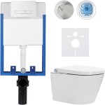 CERANO Kompletní WC set Profi/Cronus Standard - bílá lesklá - WC tlačítko Slim/Bílá - pro zazdění - 59,3x38,4 cm
