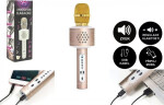 Mikrofon karaoke Bluetooth zlatý na baterie USB kabelem