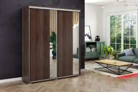 Šatní skříň Ska A4 - šířka 200 cm - Čokoláda/ Bílá Barva korpusu: Čokoláda, Rozměry: 200 cm, Dveře: Bílé