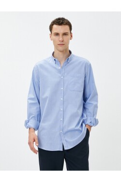 Koton Basic Shirt with Loose fit, Classic Collar, Pocket Detailed, Cotton Non Iron.