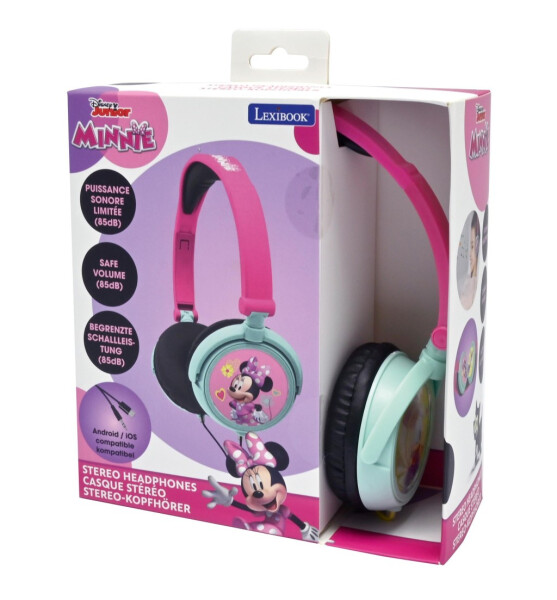 Lexibook skládací drátová sluchátka Minnie s limitem hlasitosti - Alltoys Lexibook