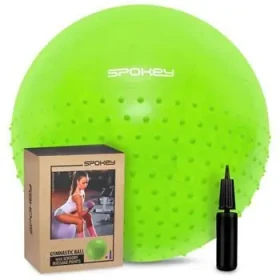 Spokey HALF FIT zelený / Gymnastický míč / 2v1 masážní / 65 cm / pumpička v balení (5902693209393)