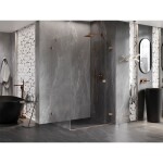 MEXEN/S - Lunar-F sprchový kout skládací dveře pravá 95 x 90, transparent, měď kartáčovaná 836-095-090-65-00-P