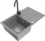 MEXEN - Bruno granitový dřez s odkapávačem včetně baterie Telma, šedá 6513-71-670200-70