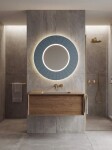 SAPHO - LUMIRO STRIP kulaté zrcadlo s LED osvětlením v rámu ø 90cm, siena LR950-4242S