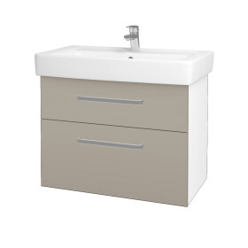 Dřevojas - Koupelnová skříňka Q MAX SZZ2 80 - N01 Bílá lesk / Úchytka T01 / L04 Béžová vysoký lesk 115616A