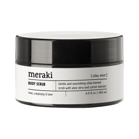 Meraki Tělový peeling Silky Mist 200 ml, černá barva, bílá barva