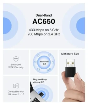 Mercusys MA20NB AC650 Nano / USB WiFi adaptér / Bluetooth 5.0 / 433+200 Mbps / USB 2.0 (MA20NB)